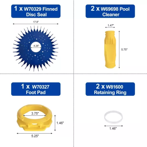 For Zodiac Baracuda Pool Cleaner Kit: 2 x Diaphragm - 1 x Skirt/Disc - 1 x Foot - Picture 10 of 14