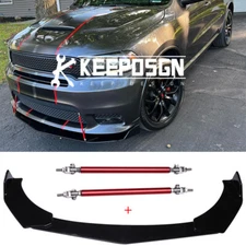 For Dodge Durango GT SRT R/T Front Bumper Lip Splitter Spoiler Gloss Strut Rods