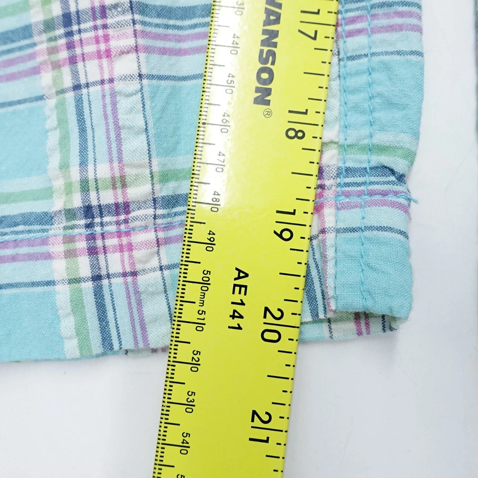 Pantalones capri Oleg Cassini para mujer XL azul aguamarina a cuadros 100 % algodón pierna recta Foto 2 de 4