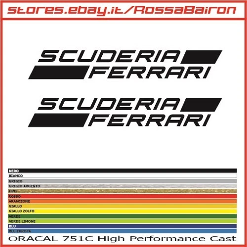 KIT 2 ADESIVI SCUDERIA FERRARI mm.200x30 STICKERS AUFKLEBER PEGATINAS DECALS F1
