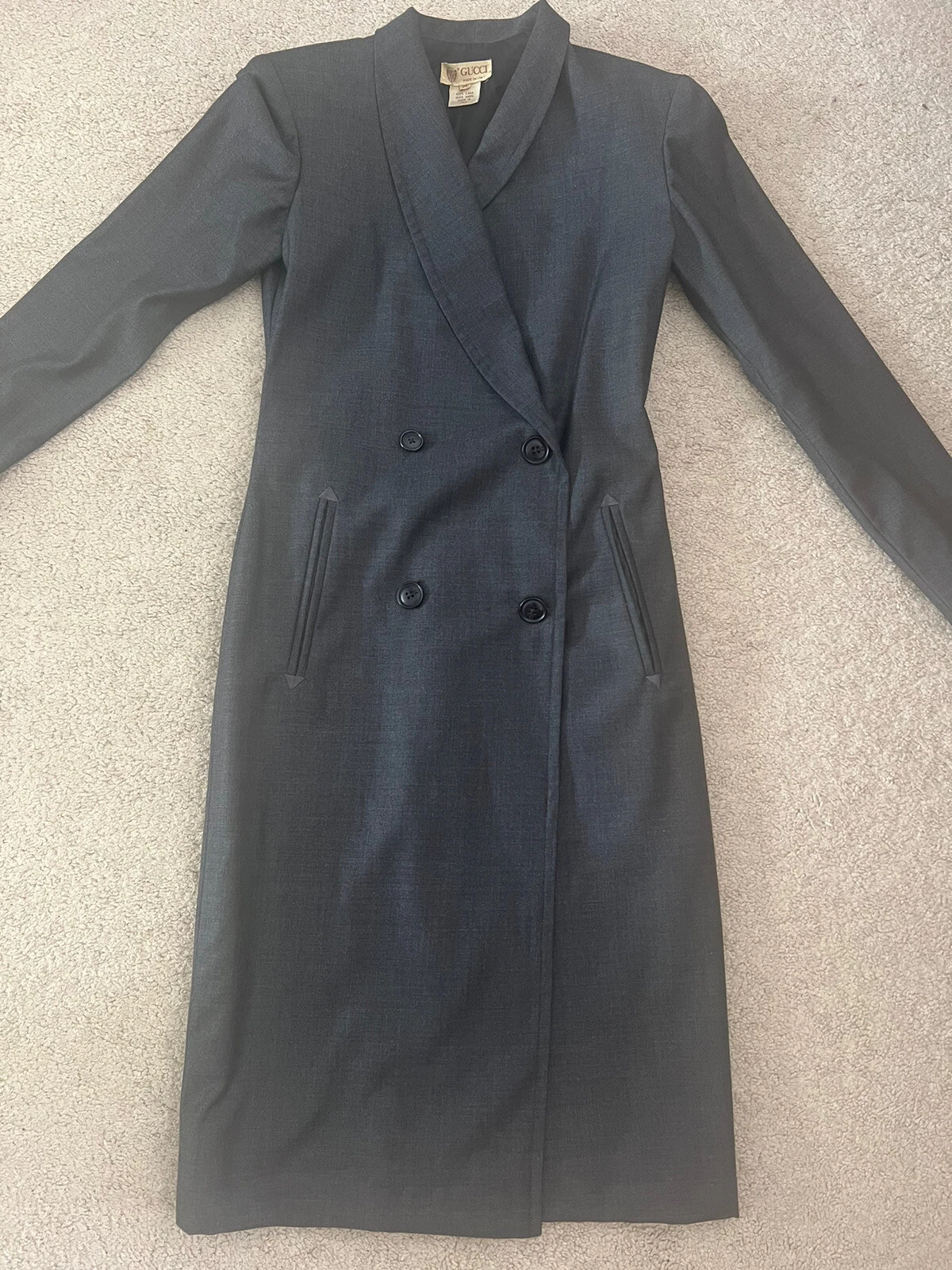 GUCCI Abito cappotto grigio lana midi taglia 38 made in italy