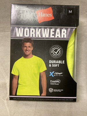 Hanes Men's Work Pocket T-Shirt 2 Pack - Moisture Wicking, Odor Control, Long Length