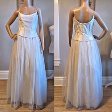 Vintage Y2K Gunne Sax Prom Gown Corset Rhinestone Glitter Princess Bridal 11