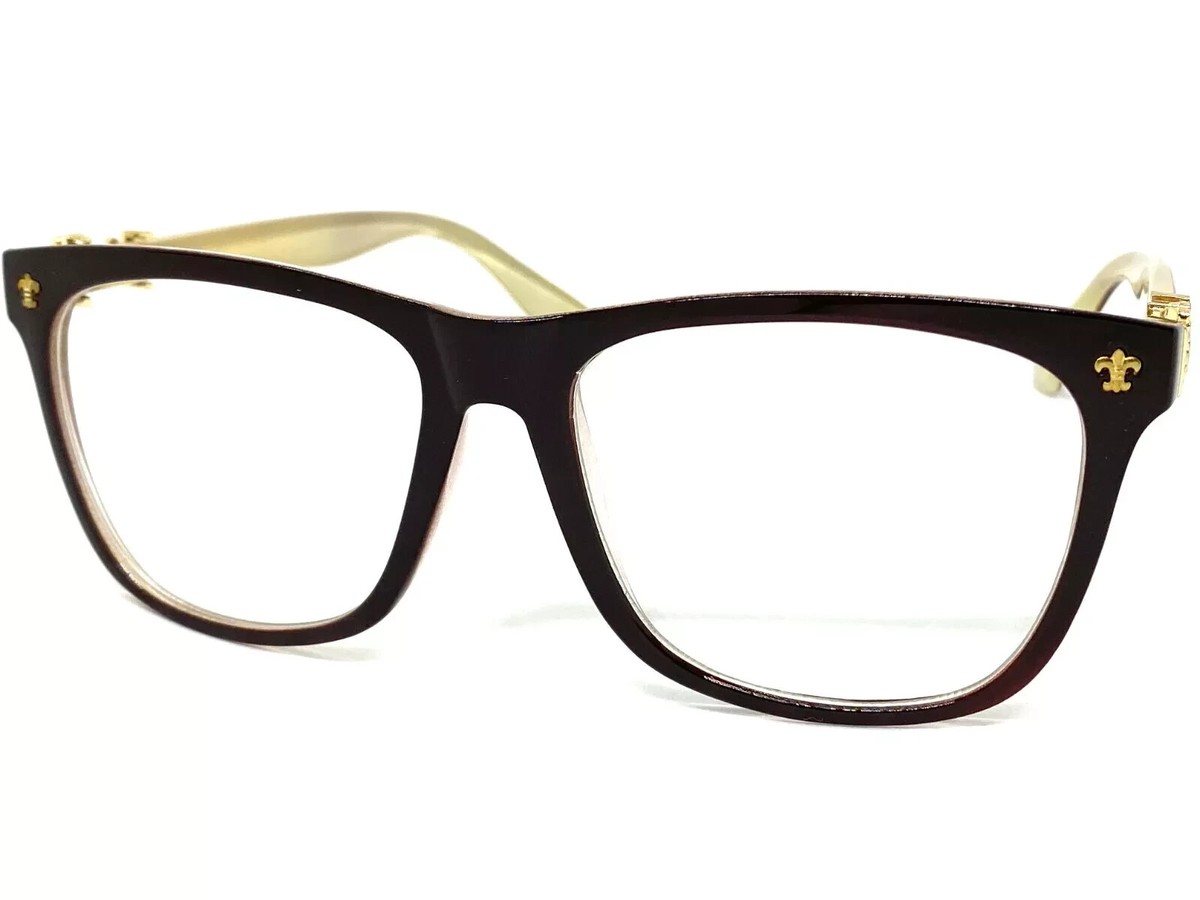 Men or Women CLASSIC VINTAGE Style Clear Lens EYE GLASSES Brown - Main Image
