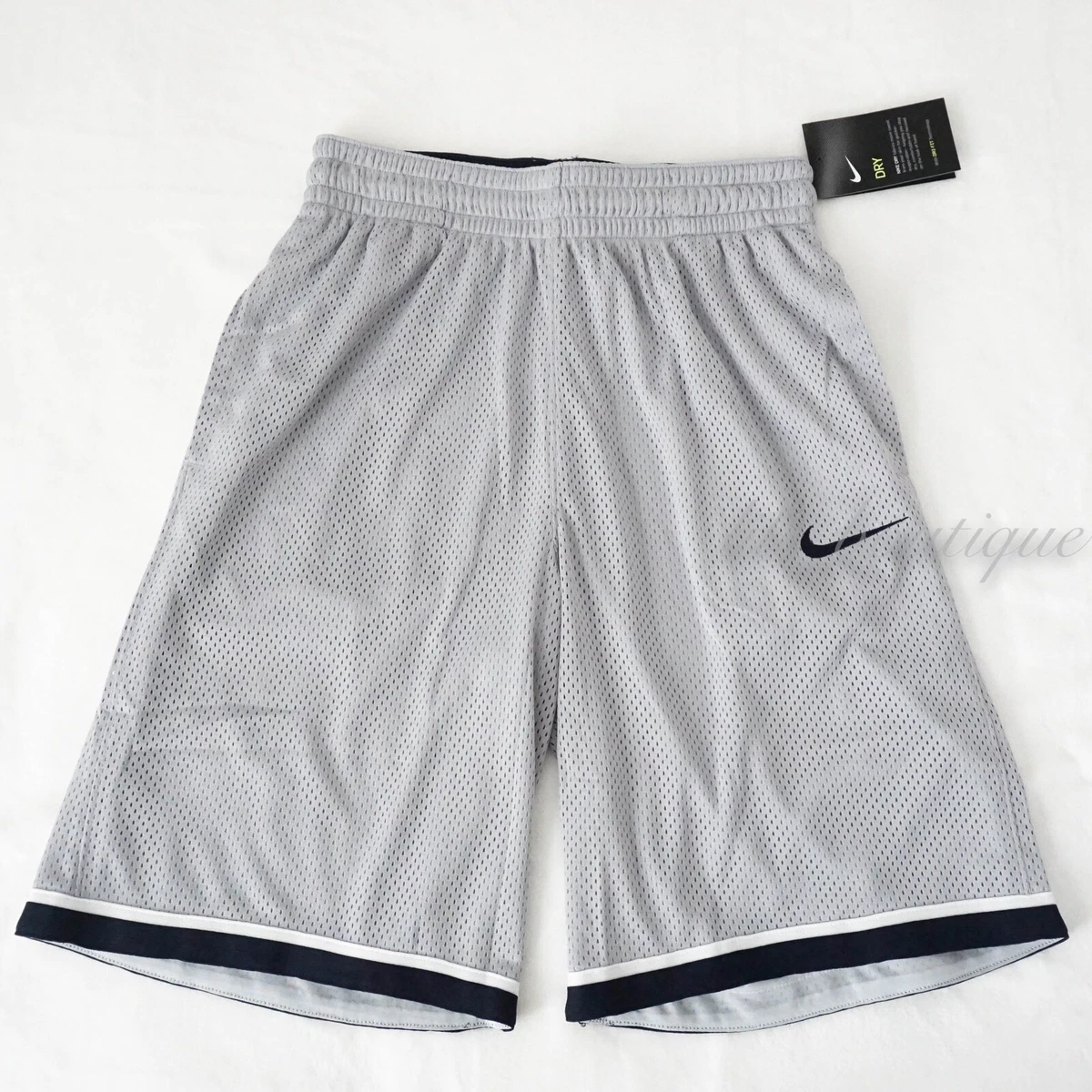 NWT Nike AQ5600 007 Men Dri Fit Classic Mesh Gym Basketball Shorts Silver Grey M