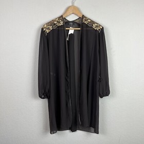 Lise Charmel France Robe Small S Brown Gold Lace Sheer Lingerie Deadstock VTG