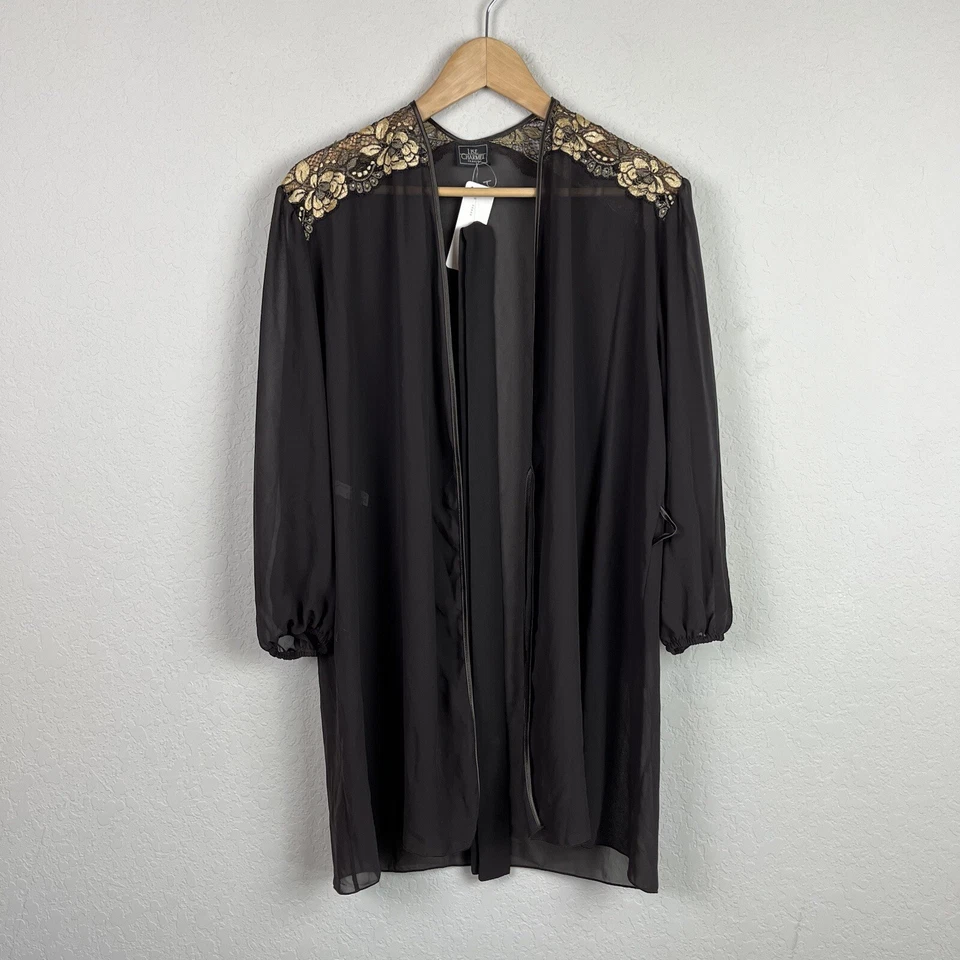 Lise Charmel Francia Bata Pequeña S Marrón Dorado Encaje Lencería Transparente Stock Muerto De Colección Foto 2 de 4