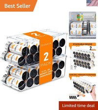 Paquete de 2 organizadores de latas flacas para refrigerador, apilables altos flacos refrescos pop...