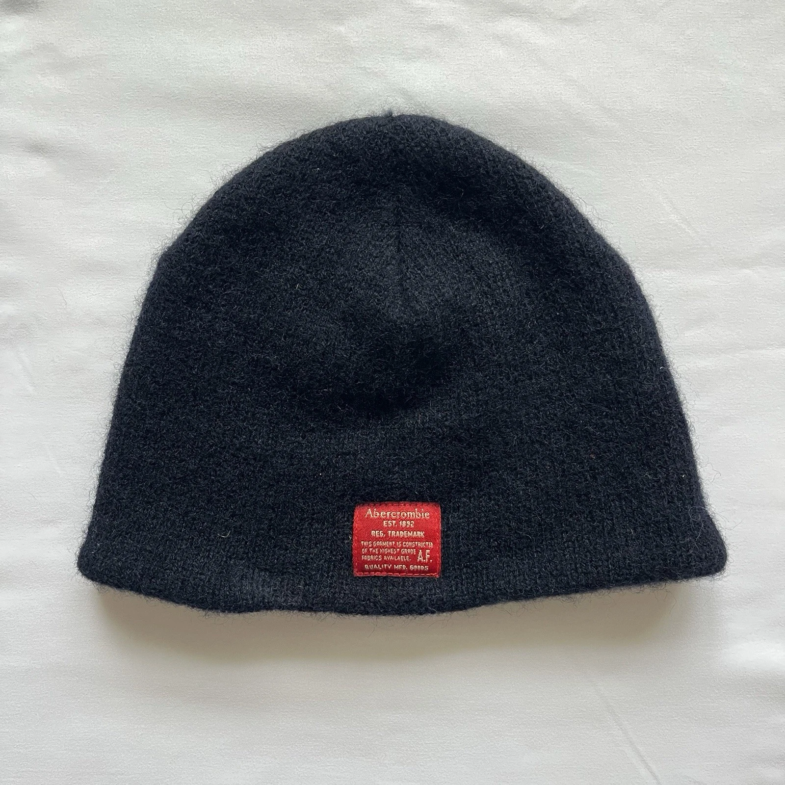 Vintage Abercrombie & Fitch 100% Wool Beanie 1990’s Navy Blue