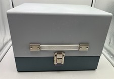 Vintage Smith Victor Film 8mm Super 8 Reel Storage Case Holds 10 Reels Grey/Blue