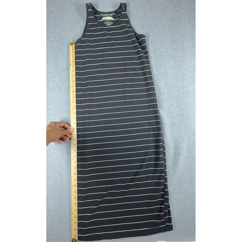Vestido sin mangas Earth Yoga pequeño negro a rayas mezcla de algodón orgánico Foto 3 de 4