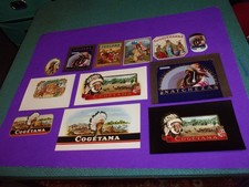 LOT OF 12 DIFFERENT VINTAGE CIGAR BOX LABELS FEATURING INDIANS