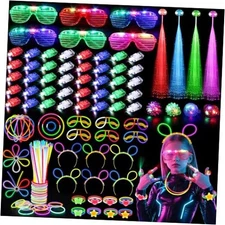 Glow in the Dark Party Supplies for Kids Adults, 128PCS Light Up Party Favors 