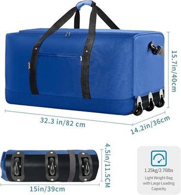 Bolsa de viaje 120L plegable con ruedas y correa hombro ligera camping deportes