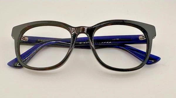Armações de óculos de acetato Gucci autênticas marrom tartaruga / vermelho / azul 52-20-145 - Imagem 2 de 4
