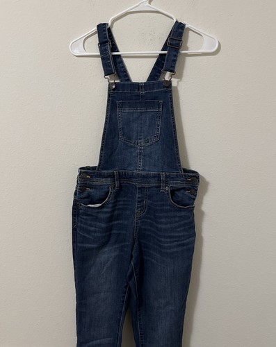 Cat & Jack GIRLS BIB OVERALLS BLUE XL (14/16) YOUTH DENIM JEANS SUPER STRETCH - Picture 2 of 4