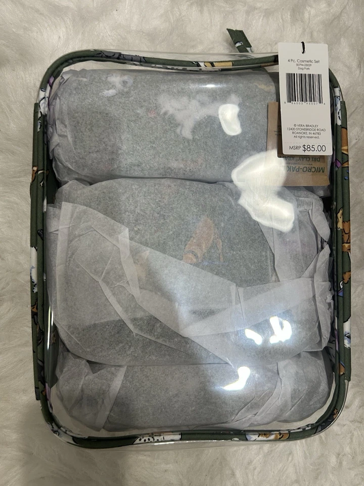 Vera Bradley 4 Piezas Bolsa de Cosméticos Juego de Viaje Nuevo con Etiquetas Parque para Perros Foto 3 de 3