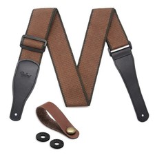 BestSounds Acoustic Guitar Strap, Soft Cotton  Leather Ends Standard, Coffee