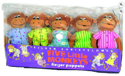 Merry Makers Five Little Monkeys Finger Puppets Set of 5 Plush Storytime Toys