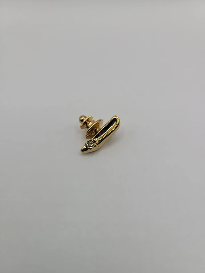 Vintage Avon Pin Gold Tone Ladies High Heel Pump Crystal White Jewelry Costume - Image 3 of 4