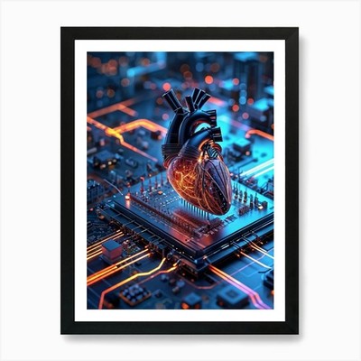 Futuristisches digitales Netzwerk angelegt gerahmtes Wandbild Poster Leinwanddruck Bild