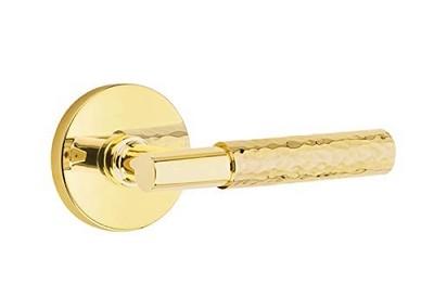 Emtek Select Passage, Disk Rosette, T-Bar Stem, Hammered Handle US3NL LH