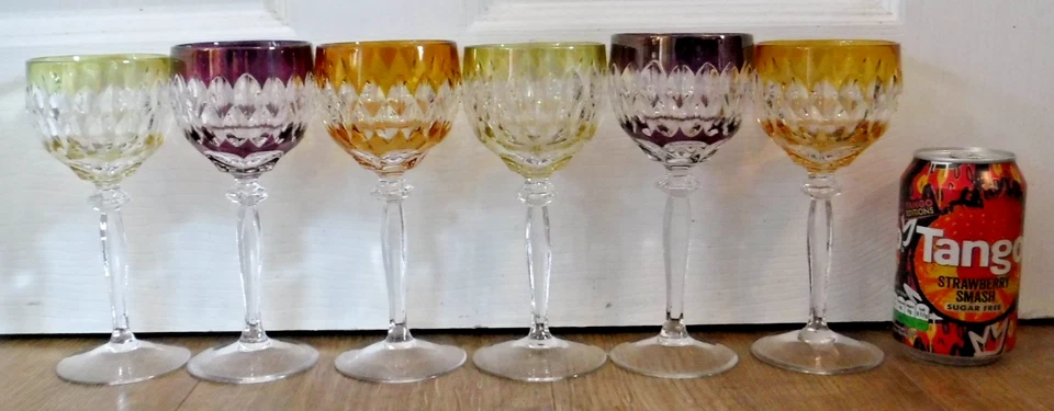 Set of 5 Vintage Bohemian 7.25" Hock Wine Goblets Glasses ~ Excellent - Image 2 of 4