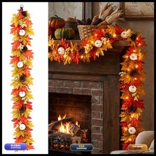 MUMTOP Lighted Fall Garland Maple Pumpkins 6FT Thanksgiving Decor