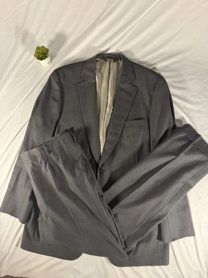 Lot Of 4 - Paul Stuart Suits 44L Navy Grey Brown Silk Wool Sports Coats Blazers - Image 4 of 4