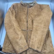 Cabelas Women  s Faux Suede Leather Faux Fur Lined Jacket Medium Regular Brown