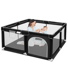 SUPOSEU BABY PLAYPEN LARGE PLAY YARDS 360  VISIBILITY - BLACK - Scratch  Dent