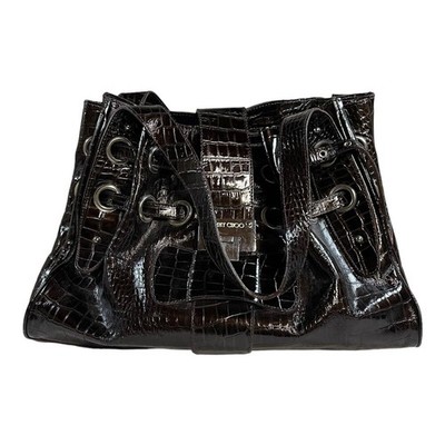 c.r様 Jimmy Choo Ramona Handbag Purse Shoulder Bag Brown Alligator Croc