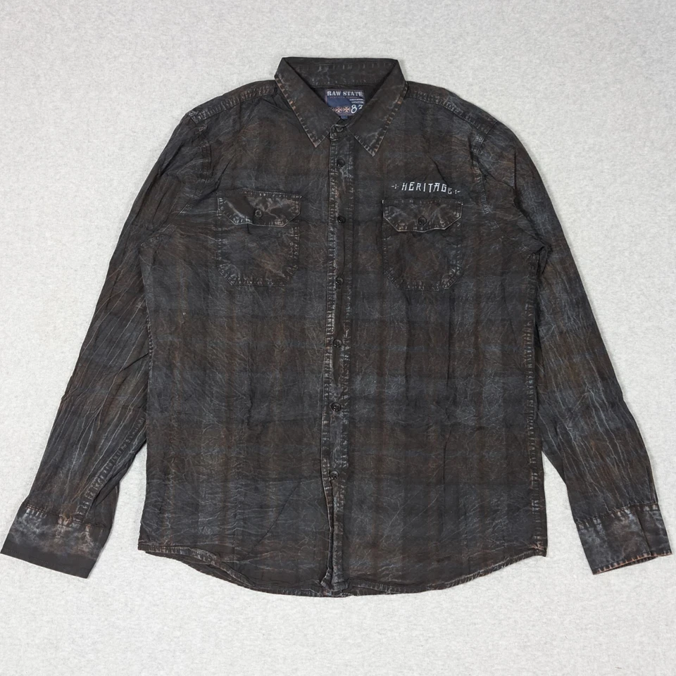 Raw State Button Up Long Sleeve Mens XL Heritage Series Plaid - Image 2 of 4