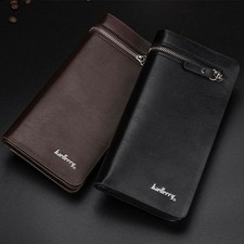 Men's Bifold Leather Zip Coin Long Wallet Multi Card Holder Purse Clutch Handbag