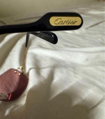 Cartier Gold Metal Frame Sunglasses with Purple Lenses Luxury