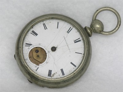 ANTIQUE 1870'S AMERICAN WALTHAM KEY WIND SILVEROID CASE POCKET WATCH, FOR PARTS