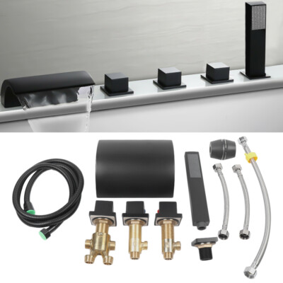 5 Loch Set Wannenrandarmatur Fliesenrandarmatur Schwarz Badewannenarmatur Dusch