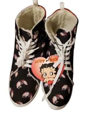 BETTY BOOP BLACK SHOES SHERPA LINED SNEAKERS ANGEL