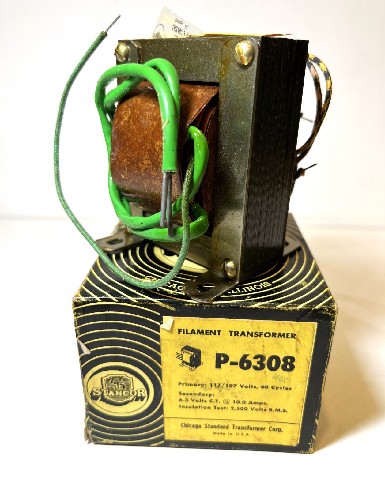 NEW Stancor P-6308 tube amp filament transformer 6.3VCT 10 amps (NOS)
