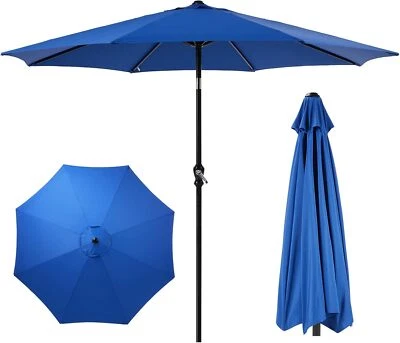 JHK 9FT Patio Umbrella Push Button Tilt Crank Outdoor Pool Umbrella 8 Sturdy Ribs