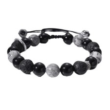 Pulsera Vintage Volcano Stone 10Mm Cuentas Tejida a Mano Genial Ajustable Moda