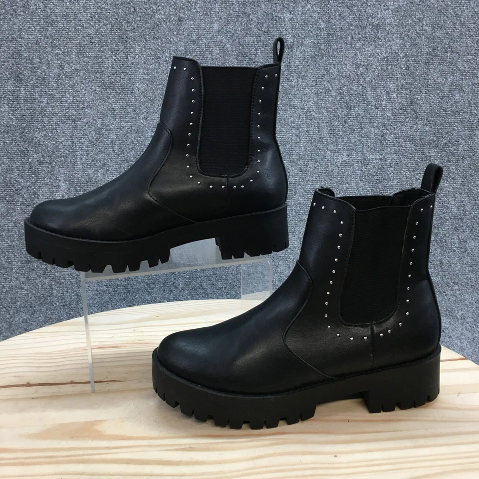 Madden Girl Boots Womens 6.5 M Cabell Chelsea Booties Black Faux Leather Pull On - Image 2 of 4