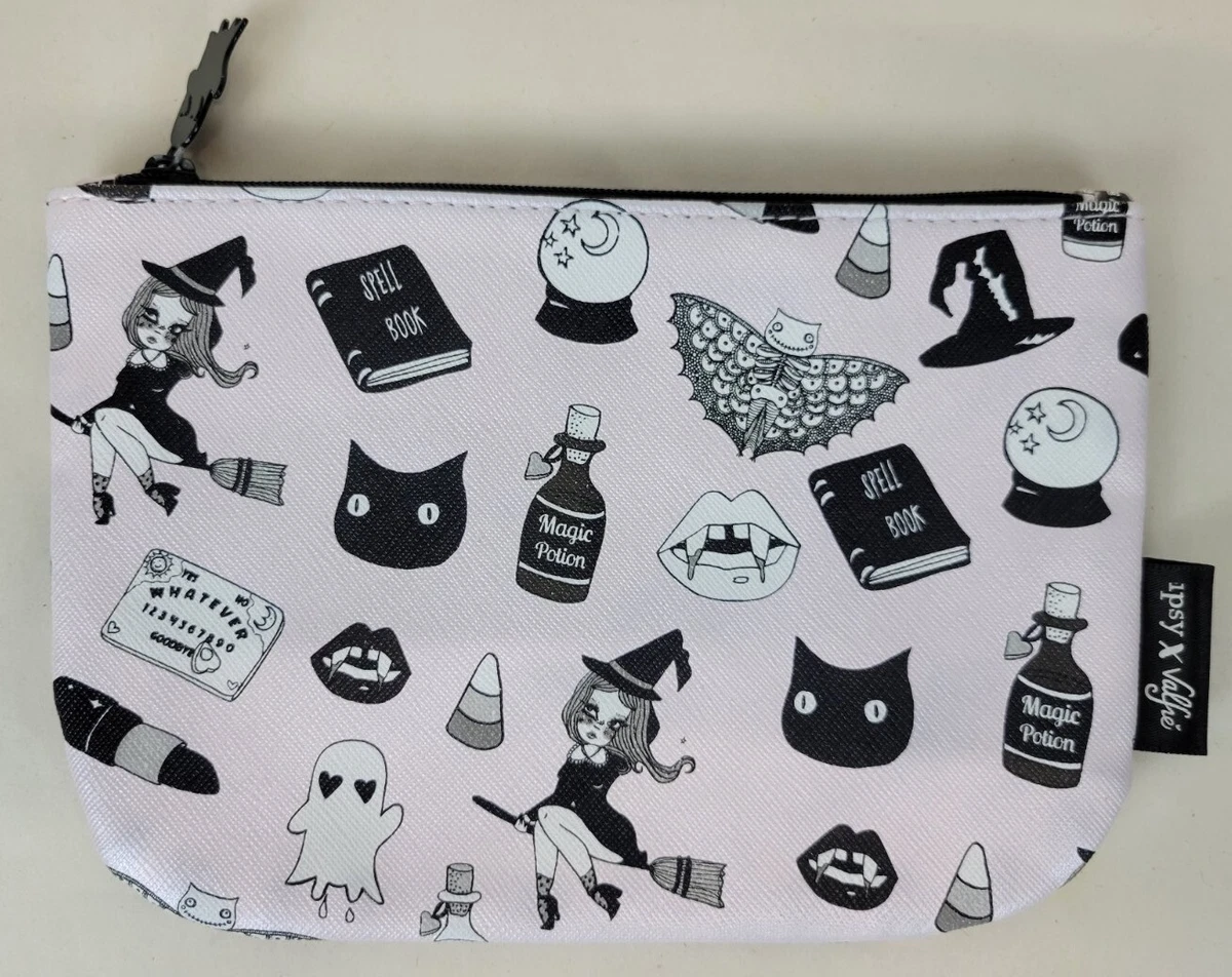 Ipsy X Valfre Makeup Cosmetic Bag Halloween Pink Witch Ghost Black Cat 7x5  | eBay