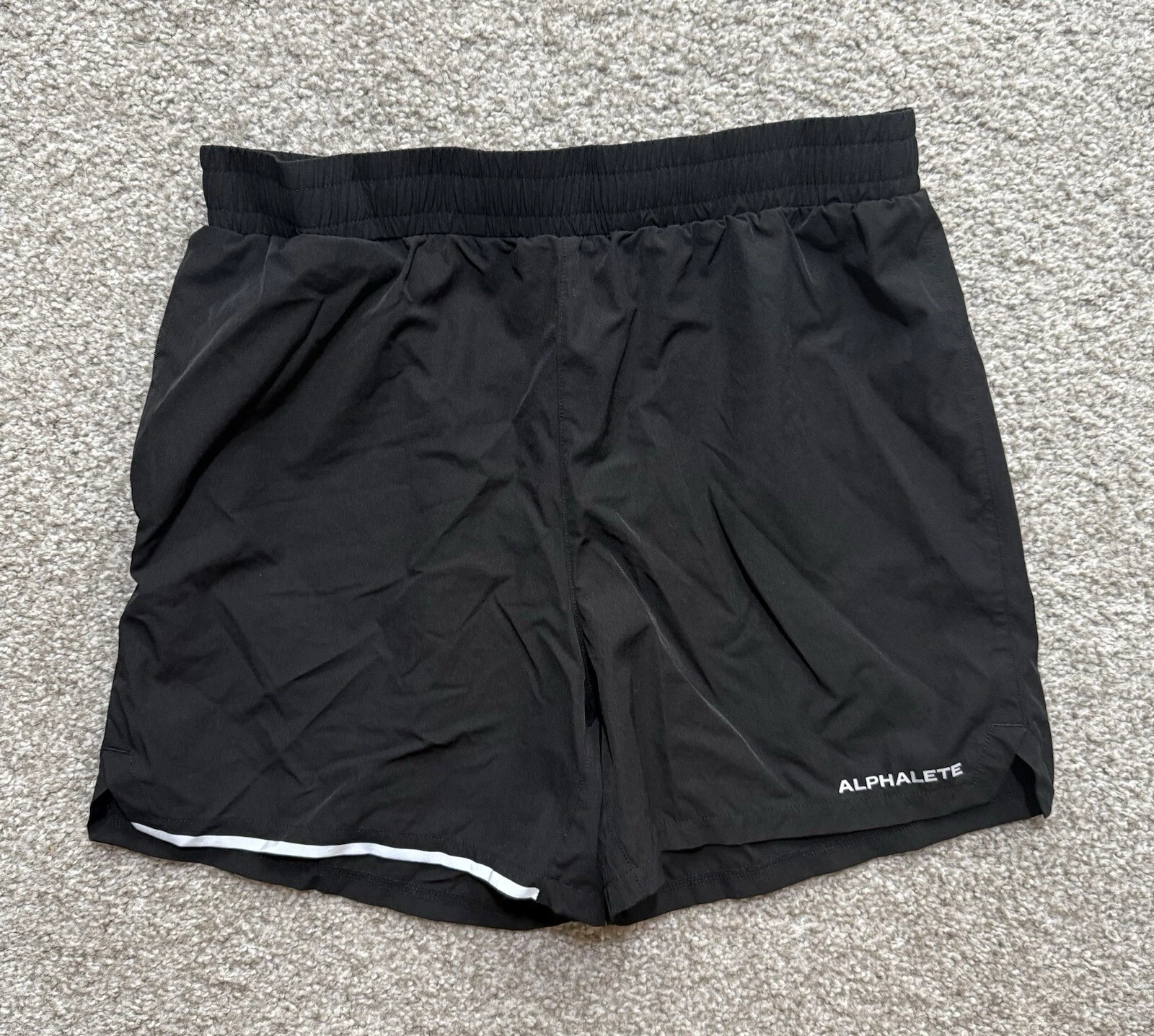 alphalete activewear 5” Infinity Core Running Shorts reflective Black Mens Sz L