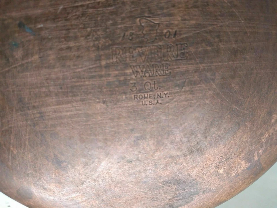 Revere Ware 3 Qt Saucepan Copper Clad Stainless Saute Frying Pot Casserole & Lid - Image 4 of 4