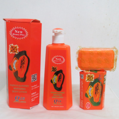 Asantee Papaya and Honey Herbal Whitening Body Lotion 550ml und Seife 125g
