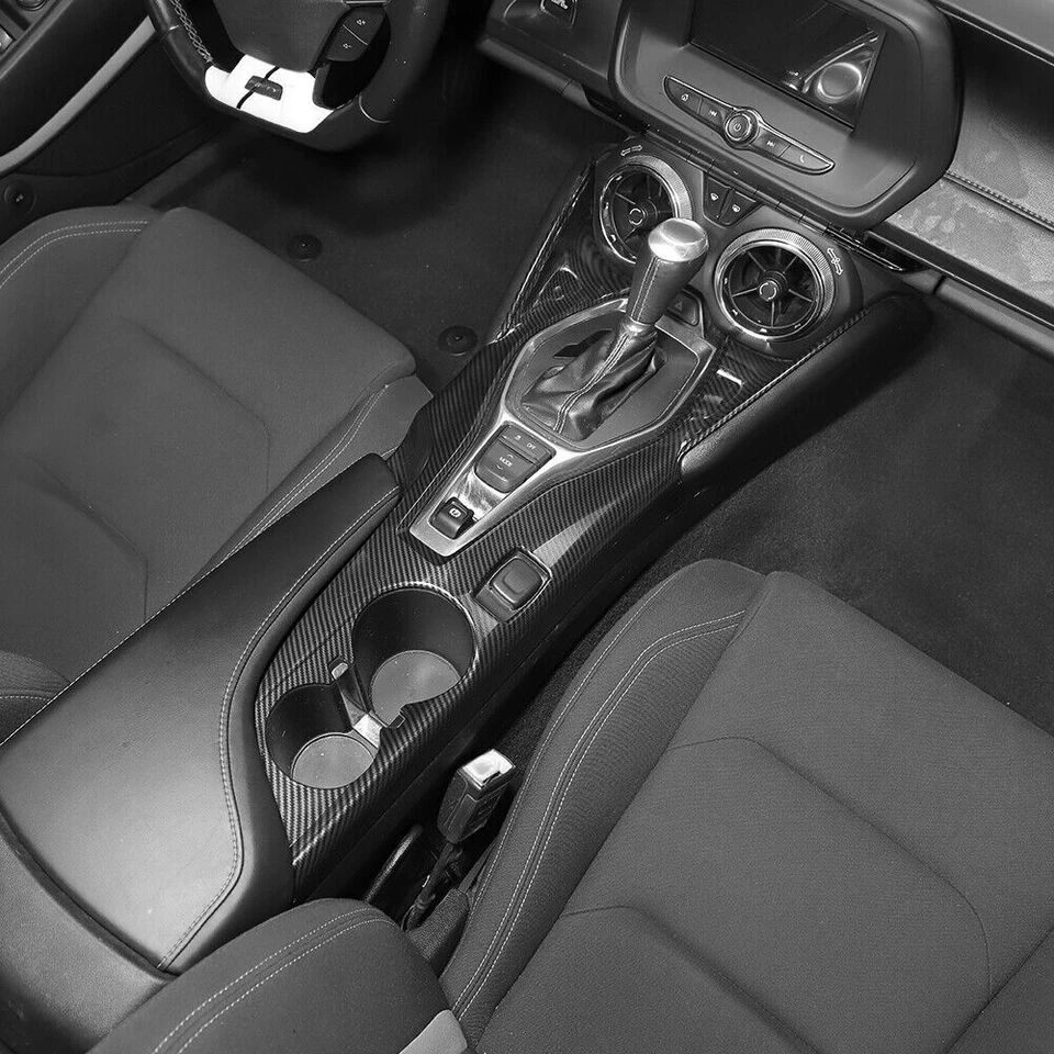 Carbon Fiber Gear Shift Cup Holder Panel Cover Trim for Chevrolet Camaro 2016+ Foto 4 de 4