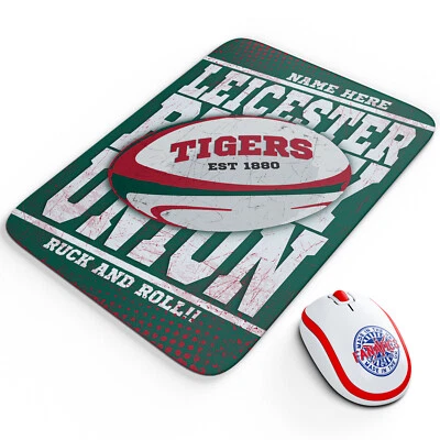 THEFANATICS Personalised Leicester Tigers Mouse Mat Rugby Union Office Work Pad PC Gift RP25