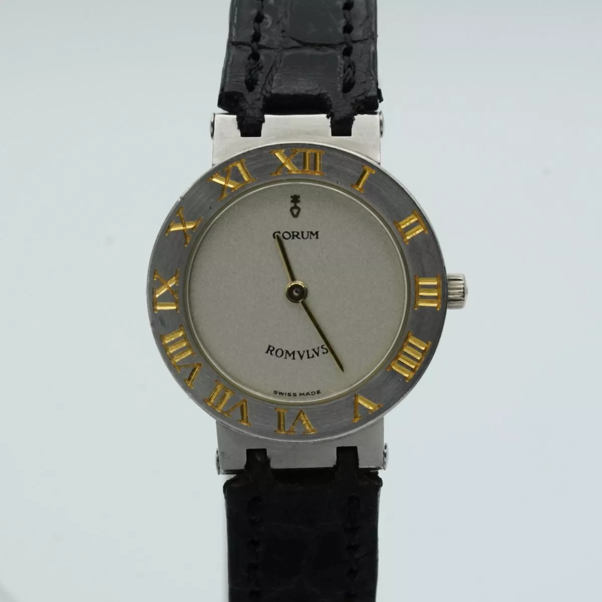 Corum Romulus Women s Watch Quartz 26MM Steel Gold With Leather Band Wrist Watch