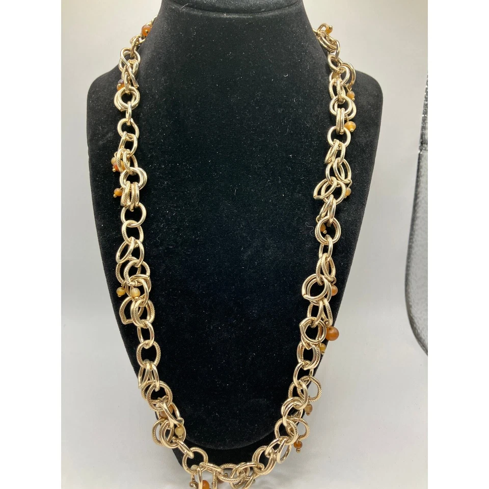 Collar de cadena circular colgante piedra marrón Monet ¡de colección! Foto 4 de 4